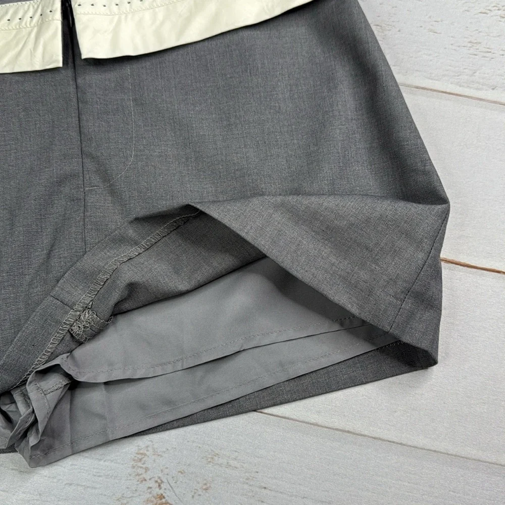 NIA Mid Rise Grey Fold Over Mini Skort Size Medium - Picture 4 of 7